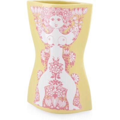 Bjørn Wiinblad, Vase, - Nina Vase - Yellow/Pink - 22 cm (1x) Bjørn Wiinblad, Vase, - Nina Vase - Yellow/Pink - 22 cm (1x)