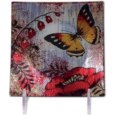 Seyko Geschenke, Deko Figuren + Skulpturen, 006017 - "Schmetterling" Glasplatte quadratisch, 14 cm Seyko Geschenke, Deko Figuren + Skulpturen, 006017 - "Schmetterling" Glasplatte quadratisch, 14 cm