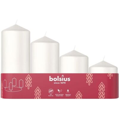 Bolsius, Kerzenständer, For interior Candle cylinder 4 pcs. diam.120, 100, 80, 60x48mm white Bolsius, Kerzenständer, For interior Candle cylinder 4 pcs. diam.120, 100, 80, 60x48mm white
