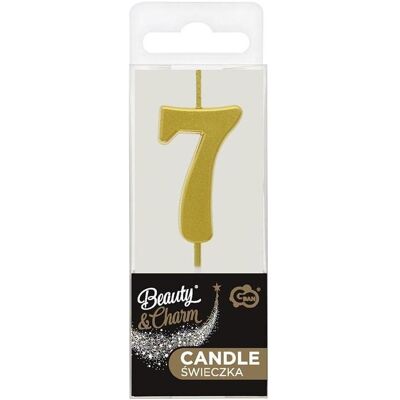 GoDan, Kerzen, Piker Kerze B&C Nummer 7, metallisches Gold, 9,5 cm (1 Stk.) GoDan, Kerzen, Piker Kerze B&C Nummer 7, metallisches Gold, 9,5 cm (1 Stk.)