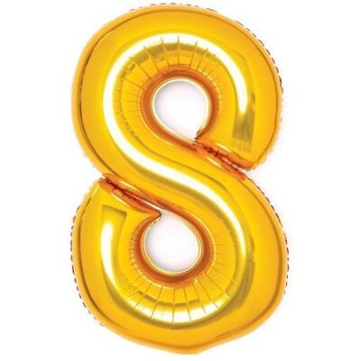 Amscan Folienballon gold, 66cm, Nummer 8 (1x) Amscan Folienballon gold, 66cm, Nummer 8 (1x)