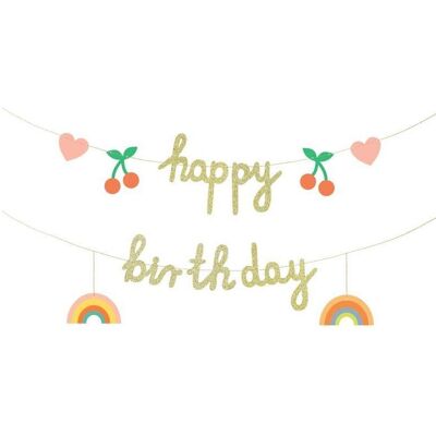 Partydeco Glitzer Girlande Happy birthday, 100 x 18 cm Partydeco Glitzer Girlande Happy birthday, 100 x 18 cm