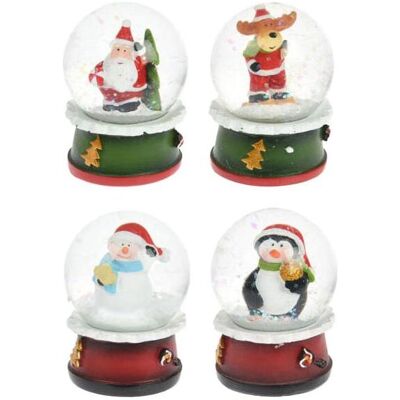 Schneekugel, Wasserball mit Weihnachtsfigur, 4,5cm Schneekugel, Wasserball mit Weihnachtsfigur, 4,5cm
