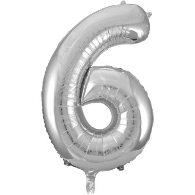 Idena Folienballon Zahl 6 70x105cm silber (1x) Idena Folienballon Zahl 6 70x105cm silber (1x)