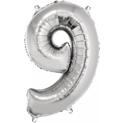 Rayher Folienballon Zahl 9, silber, 1 Stück (1x) Rayher Folienballon Zahl 9, silber, 1 Stück (1x)