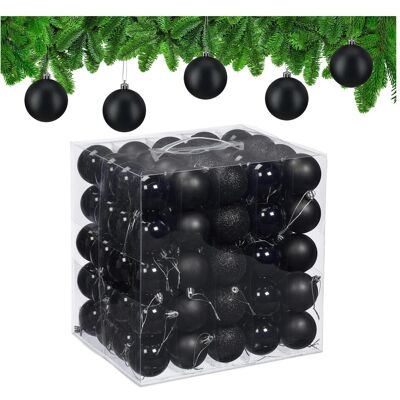 Relaxdays, Christbaumschmuck, - Weihnachtskugeln im 100er Set, Schwarz/ Silber, 7 x 6 cm (100x) Relaxdays, Christbaumschmuck, - Weihnachtskugeln im 100er Set, Schwarz/ Silber, 7 x 6 cm (100x)