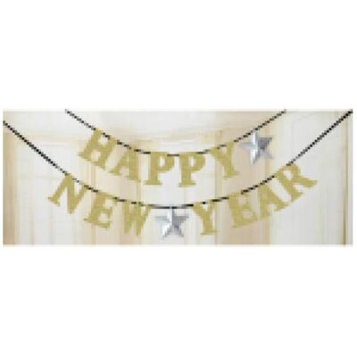 Amscan Partykette Happy New Year Silber und Gold 360 x 12 (6 Stk.) Amscan Partykette Happy New Year Silber und Gold 360 x 12 (6 Stk.)