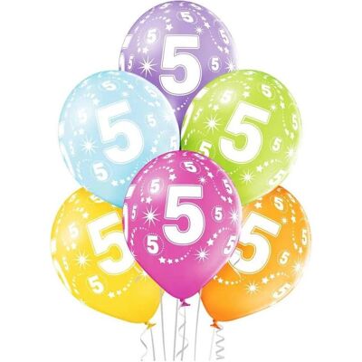 Amscan Ballone assortiert, 6 Stück, Zahl 5 (6x) Amscan Ballone assortiert, 6 Stück, Zahl 5 (6x)