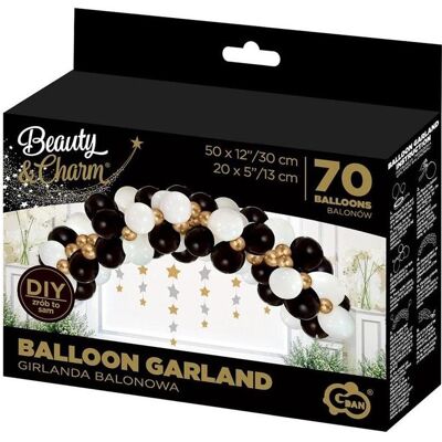 Godan Ballon-Girlande - Weiß, Gold, Schwarz - 70 Stück - Ballong Girlande Godan Ballon-Girlande - Weiß, Gold, Schwarz - 70 Stück - Ballong Girlande