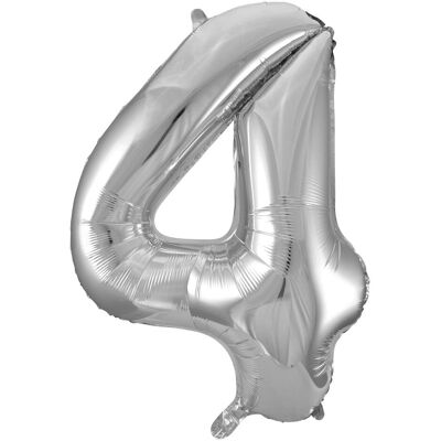 Idena Folienballon Zahl 4 76x100cm silber (1x) Idena Folienballon Zahl 4 76x100cm silber (1x)