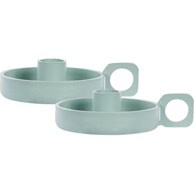 Beliani Set aus 2 Kerzenhaltern - Minzgrün Retro Eisen Beliani Set aus 2 Kerzenhaltern - Minzgrün Retro Eisen