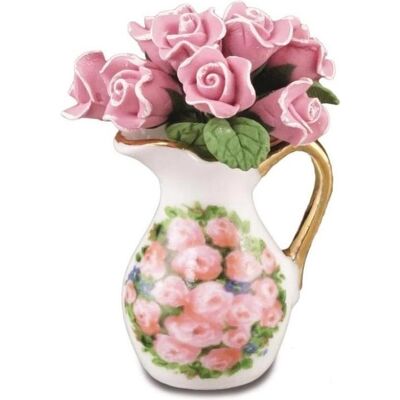 Reutter 001.359/5 - Porzellan-Miniaturvase mit rosa Rosen - Dekorobjekt Reutter 001.359/5 - Porzellan-Miniaturvase mit rosa Rosen - Dekorobjekt