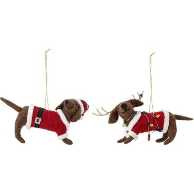 Bloomingville MONTY Weihnachts-Hund-Decorations - Handgefertigtes Wollset Bloomingville MONTY Weihnachts-Hund-Decorations - Handgefertigtes Wollset