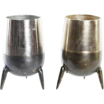 DKD Home Decor, Vase, Vase 15,5 x 15,5 x 26 cm Silver Golden Aluminium Modern (2 Units) (2x) DKD Home Decor, Vase, Vase 15,5 x 15,5 x 26 cm Silver Golden Aluminium Modern (2 Units) (2x)