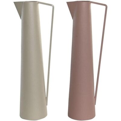 DKD Home Decor, Vase, Vase 15 x 11 x 45 cm Beige Pink Iron (2 Units) (2x, 1.20 l) DKD Home Decor, Vase, Vase 15 x 11 x 45 cm Beige Pink Iron (2 Units) (2x, 1.20 l)