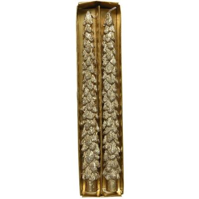 Decoris, Kerzen, Weihnachtskerzen Set aus 2 Gold L5,70W26,40H3,80CM (2 Stk.) Decoris, Kerzen, Weihnachtskerzen Set aus 2 Gold L5,70W26,40H3,80CM (2 Stk.)