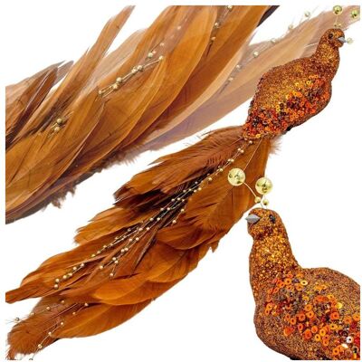 Koopman, Christbaumschmuck, Decorative Bird On A Clip 38cm Brown Copper Koopman, Christbaumschmuck, Decorative Bird On A Clip 38cm Brown Copper