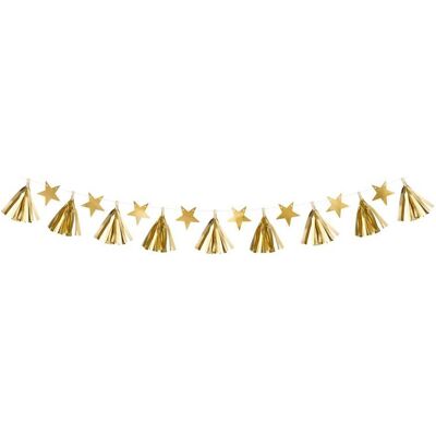 Partydeco Girlande Pompons und Sterne Gold (1 Stk.) Partydeco Girlande Pompons und Sterne Gold (1 Stk.)