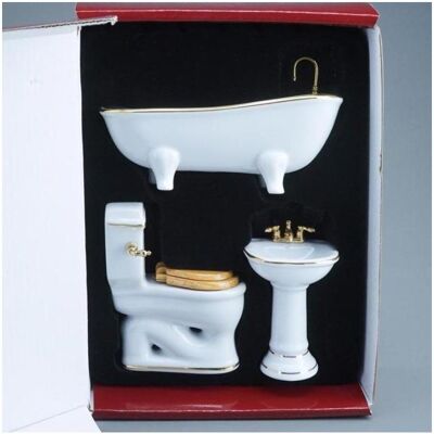 Reutter, Miniaturen, 001.767/3 - Badset, weiss, 3-teilig, Miniatur Reutter, Miniaturen, 001.767/3 - Badset, weiss, 3-teilig, Miniatur
