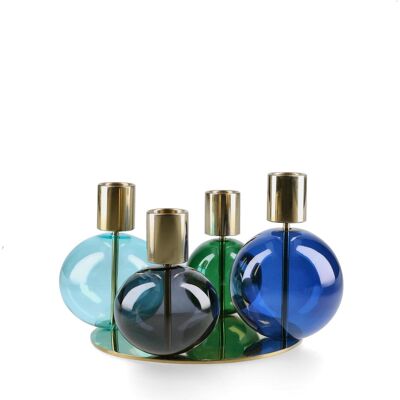 Holmegaard Kerzenständer, - Bubble 4-Armed Candle Holder - Blue/Green - Ø17.5 cm Holmegaard Kerzenständer, - Bubble 4-Armed Candle Holder - Blue/Green - Ø17.5 cm