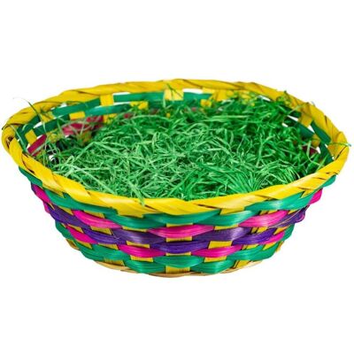Magni, Osterdeko, Bambuskorb mit Ostergras bunt, 22x8cm (1x) Magni, Osterdeko, Bambuskorb mit Ostergras bunt, 22x8cm (1x)
