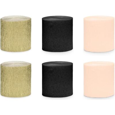 Partydeco Papier Crêpe - Set Noir Or (6 Stk.) Partydeco Papier Crêpe - Set Noir Or (6 Stk.)