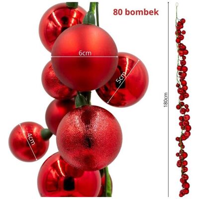 edelman, Christbaumschmuck, Kugelgirlande rot 180cm (80x) edelman, Christbaumschmuck, Kugelgirlande rot 180cm (80x)