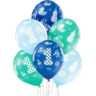 Amscan Ballone, 6 Stück, assortiert blau, Zahl 1 (6x) Amscan Ballone, 6 Stück, assortiert blau, Zahl 1 (6x)
