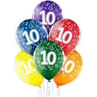 Amscan Ballone, 6 Stück, assortiert, Zahl 10 (6x) Amscan Ballone, 6 Stück, assortiert, Zahl 10 (6x)