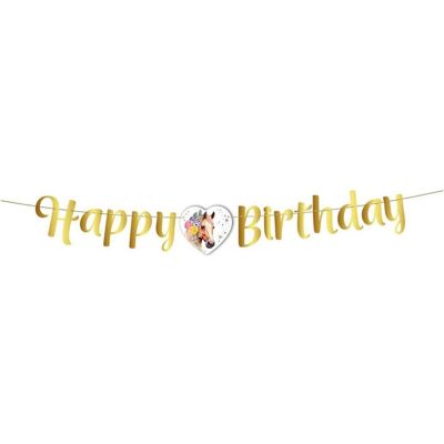 Globos Europe Geburtstagsgirlande mit Pferdemotiven – 2 m Globos Europe Geburtstagsgirlande mit Pferdemotiven – 2 m