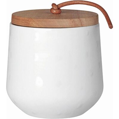 Räder - ZUHAUSE - Dose - Porzellan/Holz/Ledergriff - Ø 12,5 - Höhe: 12,5 cm, Vorratsbehälter Räder - ZUHAUSE - Dose - Porzellan/Holz/Ledergriff - Ø 12,5 - Höhe: 12,5 cm, Vorratsbehälter