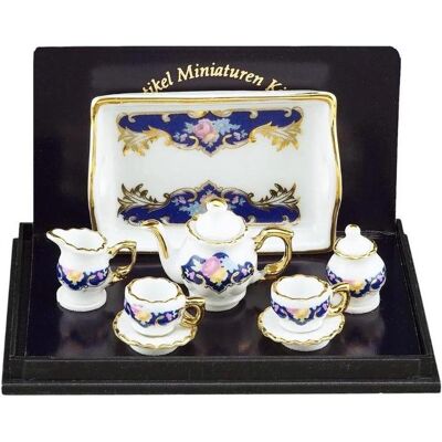 Reutter, Miniaturen, 001.346/6 - Teeset Baronesse "Royal Blue", Miniatur Reutter, Miniaturen, 001.346/6 - Teeset Baronesse "Royal Blue", Miniatur