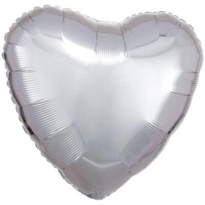 Amscan Standard Metallic Silber Folienballon Herz C16 los (10x) Amscan Standard Metallic Silber Folienballon Herz C16 los (10x)
