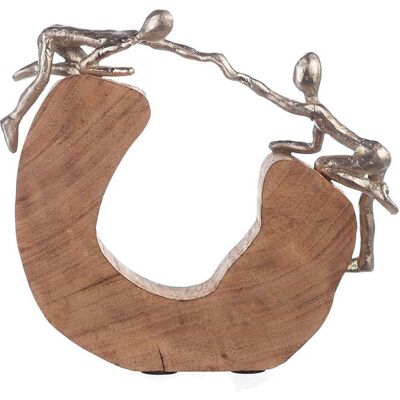 Gilde Support - Handgefertigte Aluminium/Mangoholz Skulptur - 24cm Gilde Support - Handgefertigte Aluminium/Mangoholz Skulptur - 24cm