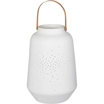 Räder, Weihnachtsdeko, Zuhause Gross Laterne aus Porzellan mit Messinggriff in der Farbe Weiss mit Einer Höhe von 30cm Räder, Weihnachtsdeko, Zuhause Gross Laterne aus Porzellan mit Messinggriff in der Farbe Weiss mit Einer Höhe von 30cm