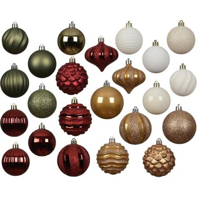 Decoris, Christbaumschmuck, Unzerbrechliche Christbaumkugeln, rot-grün-gold, 30 Stück Decoris, Christbaumschmuck, Unzerbrechliche Christbaumkugeln, rot-grün-gold, 30 Stück