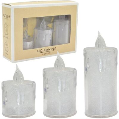 Kaemingk, LED Kerzen, Elegante LED-Kerzen im 3er-Set, transparente Flammen-Optik (3x) Kaemingk, LED Kerzen, Elegante LED-Kerzen im 3er-Set, transparente Flammen-Optik (3x)