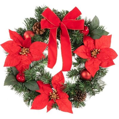 Idena, Dekokranz, Weihnachtskranz rote Schleifen Ø40cm für Innen Idena, Dekokranz, Weihnachtskranz rote Schleifen Ø40cm für Innen