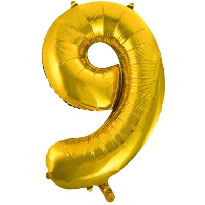 Idena Folienballon Zahl 9 65x105cm gold (1x) Idena Folienballon Zahl 9 65x105cm gold (1x)
