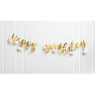 Teka Happy Birthday Banner mit Blumen, Gold Teka Happy Birthday Banner mit Blumen, Gold