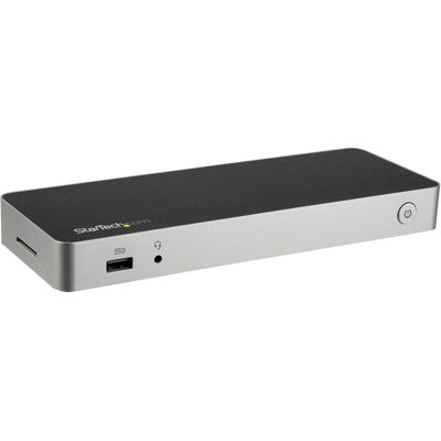 StarTech Dual Monitor USB C Dock - Pd (USB-C, 4 Ports), Dockingstation + USB Hub, Schwarz, Silber StarTech Dual Monitor USB C Dock - Pd (USB-C, 4 Ports), Dockingstation + USB Hub, Schwarz, Silber