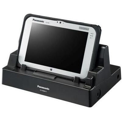 Panasonic Cradle (USBx2, LAN, VGA, HDMI, Serial, Battery Charger slot) for FZ-M1 (USB-A, 2 Ports), Dockingstation + USB Hub, Schwarz Panasonic Cradle (USBx2, LAN, VGA, HDMI, Serial, Battery Charger slot) for FZ-M1 (USB-A, 2 Ports), Dockingstation + USB Hub, Schwarz