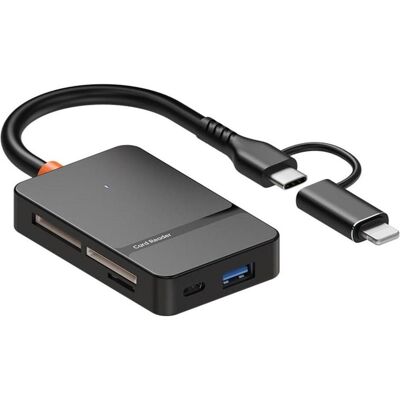 PowerGuard 8-in-1 USB-C Lightning Hub mit USB-A, SD, MicroSD, CF, MS Cardreader (Lightning, USB-C), Mobilgerät Adapter, Schwarz PowerGuard 8-in-1 USB-C Lightning Hub mit USB-A, SD, MicroSD, CF, MS Cardreader (Lightning, USB-C), Mobilgerät Adapter, Schwarz