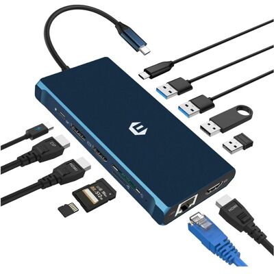 Bigbig won Hub Docking Station USB C Triplo Display (USB-C, 12 Ports), Dockingstation + USB Hub, Silber Bigbig won Hub Docking Station USB C Triplo Display (USB-C, 12 Ports), Dockingstation + USB Hub, Silber