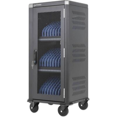 Manhattan 30-Port USB-C Ladeschrank auf Rollen - 30W pro Port, Notebookwagen, Schwarz Manhattan 30-Port USB-C Ladeschrank auf Rollen - 30W pro Port, Notebookwagen, Schwarz