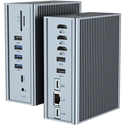 Bigbig won Dock Multiporta USB C con Triplo Display (USB-C, 16 Ports), Dockingstation + USB Hub, Schwarz Bigbig won Dock Multiporta USB C con Triplo Display (USB-C, 16 Ports), Dockingstation + USB Hub, Schwarz