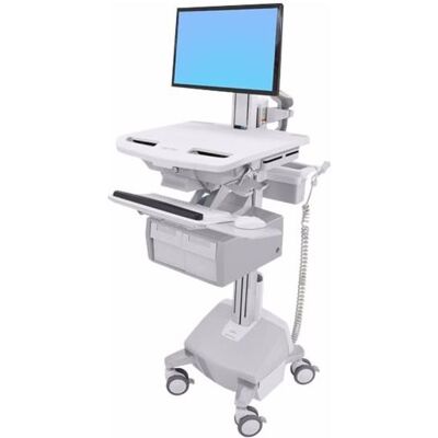 Ergotron Cart with LCD Pivot, LiFe Powered, 2 Tall Drawers - Wagen - für LCD-Display / PC, Notebookwagen, Weiss Ergotron Cart with LCD Pivot, LiFe Powered, 2 Tall Drawers - Wagen - für LCD-Display / PC, Notebookwagen, Weiss