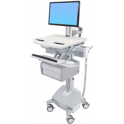 Ergotron Cart with LCD Pivot, LiFe Powered, 1 Tall Drawer - Wagen - für LCD-Display / PC-, Notebookwagen, Weiss Ergotron Cart with LCD Pivot, LiFe Powered, 1 Tall Drawer - Wagen - für LCD-Display / PC-, Notebookwagen, Weiss