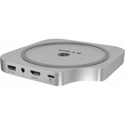 Icy Box Club Dock 100 Mac mini Docking Station mit NVMe (USB-C, 4 Ports), Dockingstation + USB Hub, Silber Icy Box Club Dock 100 Mac mini Docking Station mit NVMe (USB-C, 4 Ports), Dockingstation + USB Hub, Silber