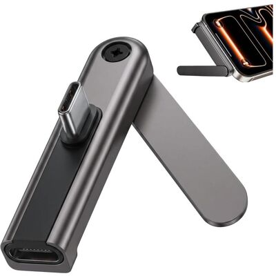 PowerGuard 2-in-1 240W USB-C Winkeladapter mit Smartphone Stand Halterung (USB-C), USB Adapter, Grau PowerGuard 2-in-1 240W USB-C Winkeladapter mit Smartphone Stand Halterung (USB-C), USB Adapter, Grau